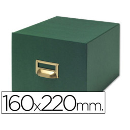 Fichero LIDERPAPEL tela verde para 1000 fichas n.5 160x220mm - cartón forrado y tirador
