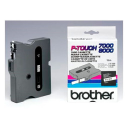 C.6mm BROTHER PT7000 negro sobre blanco cinta rotuladora laminada 15m.