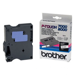 C.9mm BROTHER PT7000 negro sobre blanco cinta rotuladora laminada 15m.