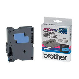 C.12mm BROTHER PT7000 azul sobre negro cinta rotuladora laminada 15m.