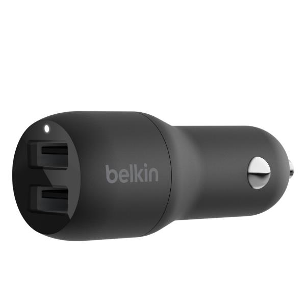 DUAL USB-A CAR CHARGER 12W X2  BLK