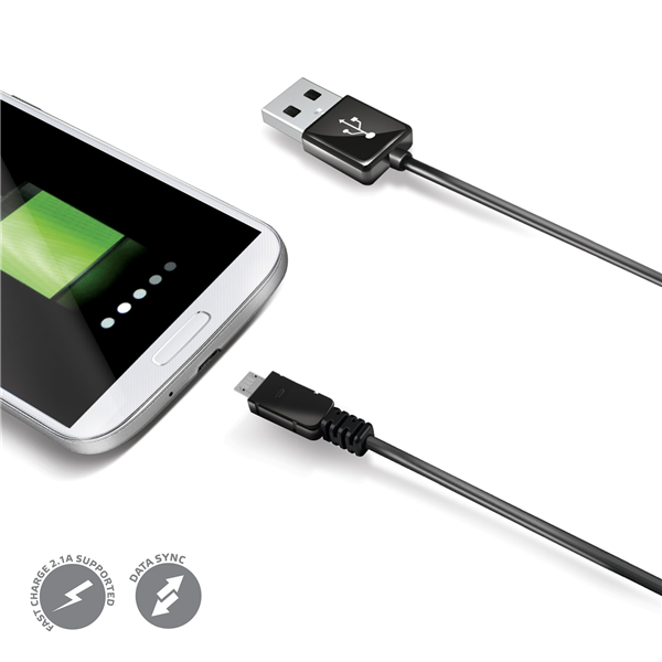 CABLE USB A MICRO USB NEGRO 1 METRO